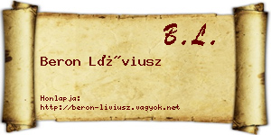 Beron Líviusz névjegykártya